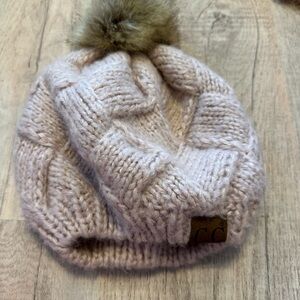 Cozy Pink Knit Pom-Pom Beanie